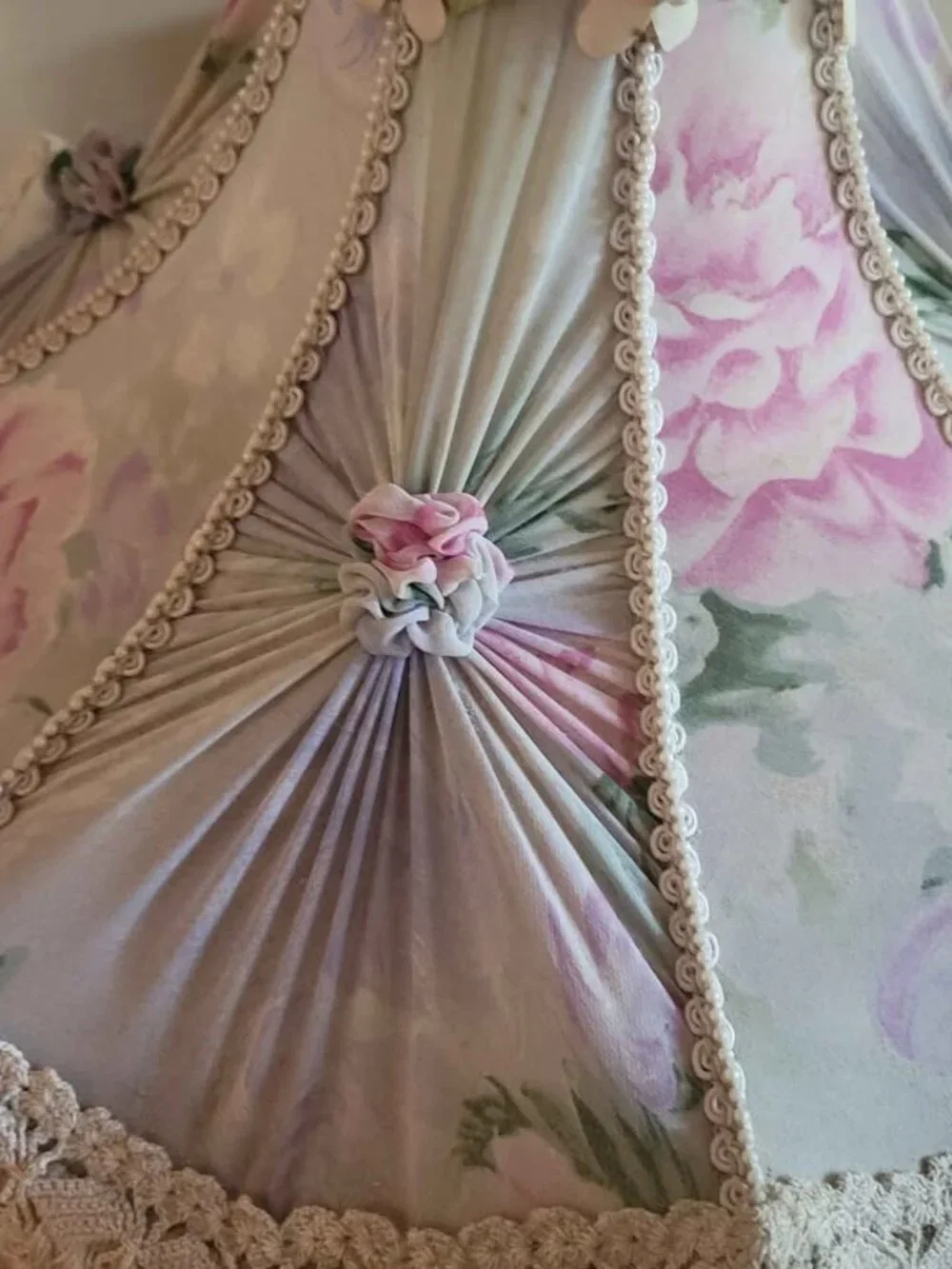 Vintage Floral Victorian Style Lampshade with Fringe